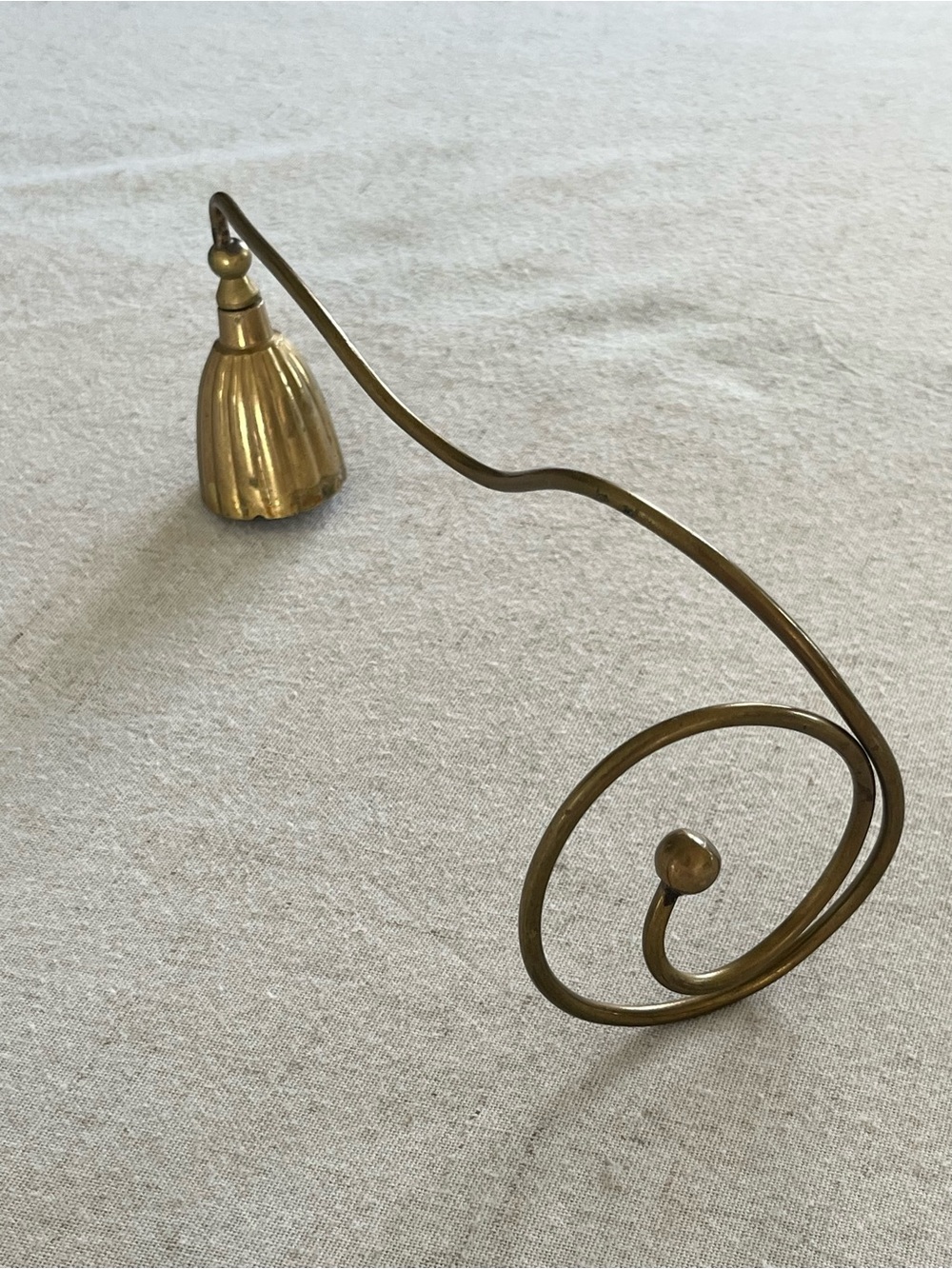 Vintage Solid Brass Candle Snuffer with Spiral Scroll Handle